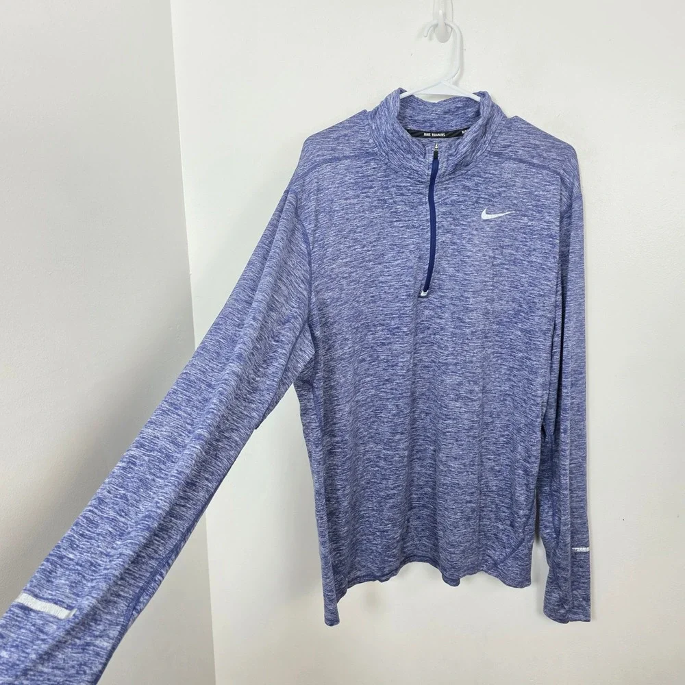 Nike Running Blue Heathered Dri-Fit 1/4 Zip Athleisure Sporty Pullover Size XL